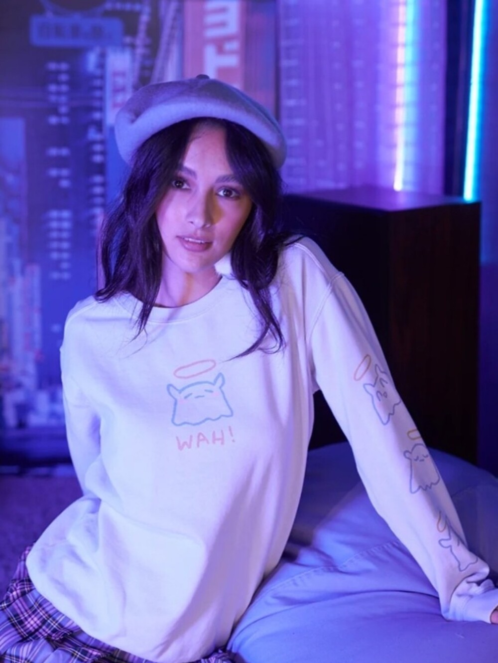 Hololive x OMOCAT Ina'nis Takodachi Wah! Sweater Crewneck Sweatshirt Size M